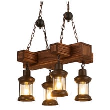 Allen Cross Pine Wood 4-Light Pendant Light